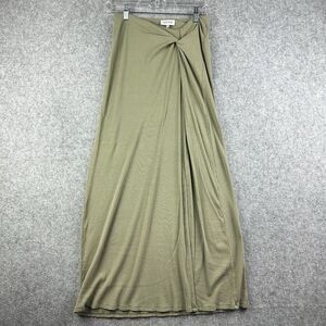 ACOA Ribbed Twist Maxi Skirt Womens Small Green High Slit Boho Comfy Stretch